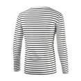 thumbnail image 2 of INSPIRE CHIC Men's T-Shirt Striped Crew Neck Long Sleeve Pullover Top 50 Black and White, 2 of 8