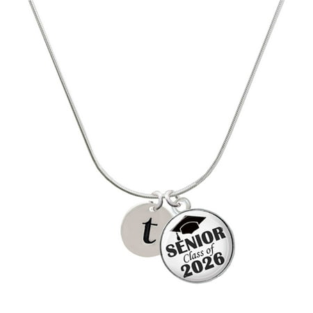Delight Jewelry Silver-tone Disc 1/2 Initial – t – Silvertone Senior Class of 2026 Dome Necklace 18 Delight Jewelry Silver-tone Disc 1/2 Initial – t – Silvertone Senior Class of 2026 Dome Necklace 18