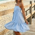thumbnail image 5 of Snorda Women's Striped Dress Summer Round Neck Sleeveless Striped Solid Color Casual Dress Flowy Sundress Ideal for Daily Wear Beach Vacation & Party, 5 of 7