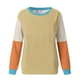 thumbnail image 5 of Scyoekwg Womens Sweatshirt Fall Long Sleeve Pullover Tops Trendy Dressy Casual Fall Winter Clothes Loose Color Block Graphic Sweatshirt Crewneck Patchwork Sweatshirt Womens Clothes(Khaki,M), 5 of 5