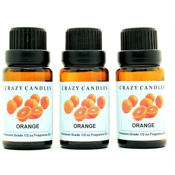 Crazy Candles Orange 3 Bottles 1/2 FL Oz Each (15ml) Premium Grade Scented Fragrance Oil Made in USA