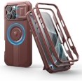 thumbnail image 1 of Pour iPhone 16 Pro Max Étui Magnétique avec Cache Coulissant pour Caméra & Support Réglable & Protecteur d'Écran Intégré, Étui Pare-Chocs Robustes - Noir Nuit, Rouge Vin, 1 of 5