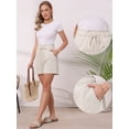 thumbnail image 2 of DARING DIVA Women's Elastic High Waisted Drawstring Shorts with Pockets Small Beige, 2 of 6