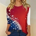 thumbnail image 3 of KDDYLITQ Womens 250 Year American Anniversary Tshirt American Birthday Usa Flag 3/4 Sleeve Blouses Patriotic 250 Years Birthday Causal Tees Red White and Blue Basic Crew Neck Tops Deep Red XL, 3 of 5