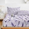 thumbnail image 6 of Twin Sze Fitted Sheet Set - Lavender 2 Piece Bedding Sets 16" Deep Pocket Fitted Sheet with 1 Pillowcase, Watercolor Purple Spring Floral Summer Botanical Brushed Microfiber Hotel Luxury Bed Sheets, 6 of 9