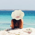 thumbnail image 5 of Sombrero de 56-58cm de circunferencia para mujer, Sombrero de Paja de verano y bolsa de paja, dos piezas, bonito sombrero protector solar con flores, 5 of 5