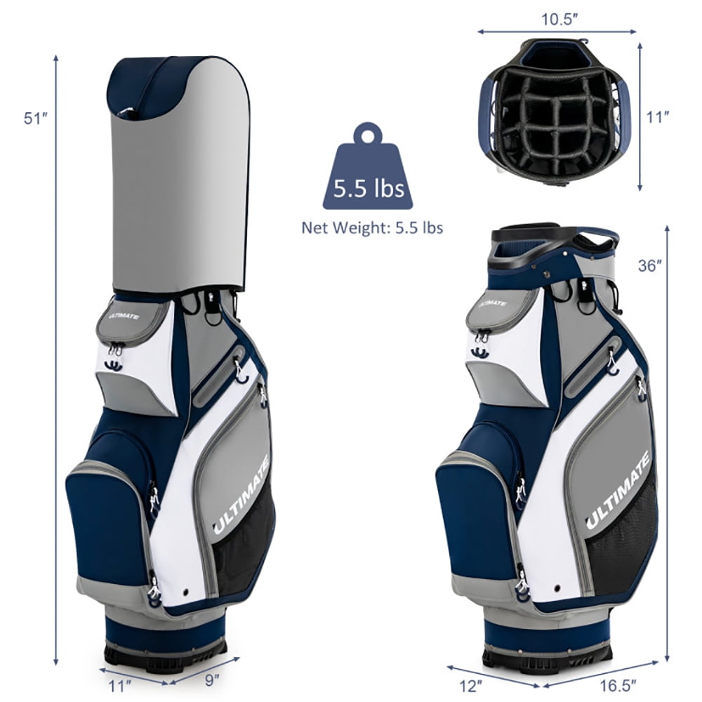Spaco 10.5 Inch Golf Stand Bag with 14 Way Dividers and 7 Zippered Pockets-Navy, Golf Stand Bag for Men & Women,Multiple Pockets, Lightweight & Durable