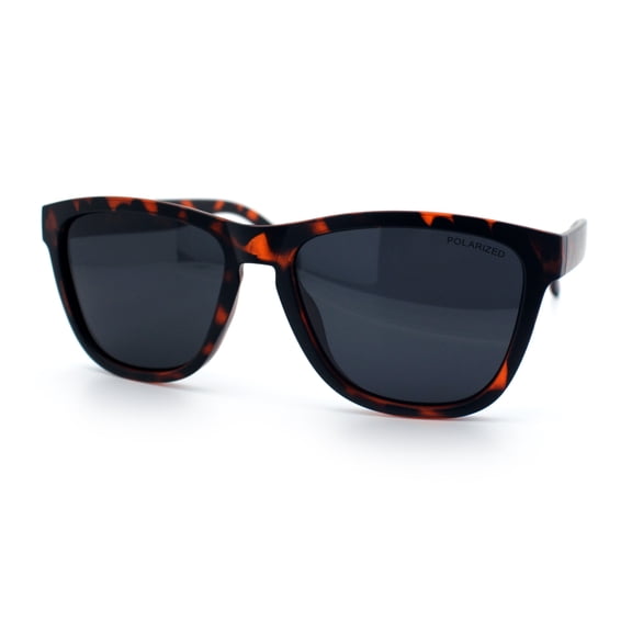 SA106 Polarized Sport Keyhole Bridge Sunglasses for Men UV400 Lightweight Plastic Matte Tortoise Frame - Black Lens