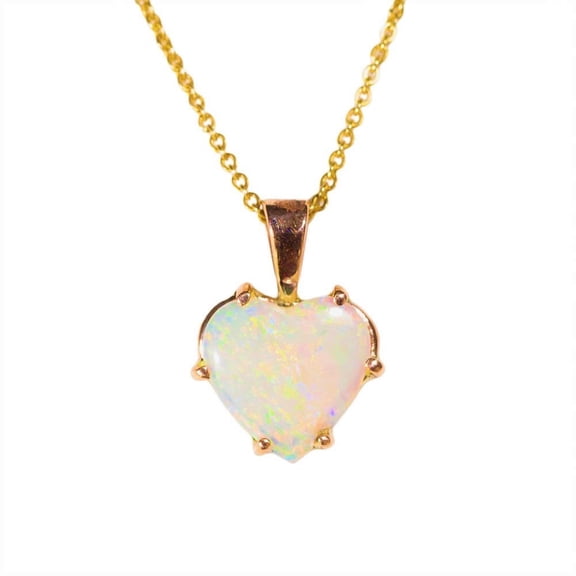 CAPTIVATING LOVE 14KT GOLD AUSTRALIAN HEART SHAPED OPAL NECKLACE