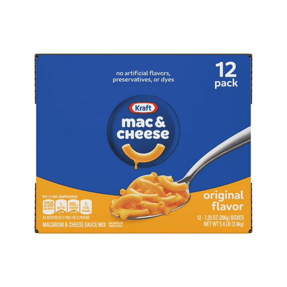 Kraft Macaroni & Cheese Dinner Original 12/7.25 OZ, 12 ct pack of 1