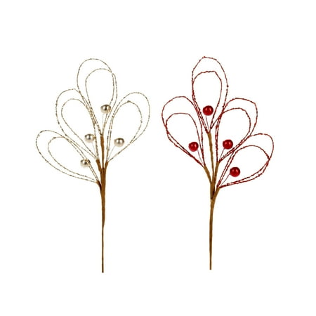 Darice Accessory Loops - Darice Christmas Floral Loop Pick with Beads Assorted Colors 4.75 X 10 Inches