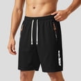 thumbnail image 2 of XIAONU Letter Print Shorts for Men Zipper Pockets Daily Wear Athletic Shorts, 2 of 4