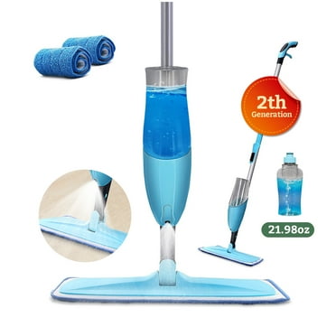 Eyliden Upgraded Spray Mops for Hardwood Floor Cleaning, 2 Reusable Refills, 22oz Refillable Bottle, Blue