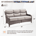 thumbnail image 3 of Gymojoy All Weather Wicker Patio Couch, 3 Seats Patio Sofa with High Curvy Back, Premium Outdoor Sofa with Brown Wicker and 6-inch Thick Cushions, Beige, 3 of 7