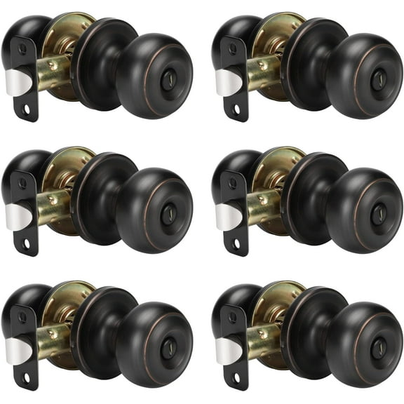 6 Packs Oil Rubbed Bronze Door Knobs Interior, Privacy Door Knob Stainless Steel Door Knob for Bathroom, Bedroom, Door Lock Sets Oil Rubbed