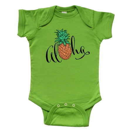 

Inktastic Aloha- in cursive with pineapple Gift Baby Boy or Baby Girl Bodysuit