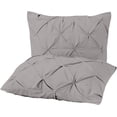 thumbnail image 2 of 5 Piece Pinch Pleated Pintuck Duvet Cover Set With Zipper Closure , 100% Egyptian Cotton, 400 Thread Count, Extra Smooth and Luxirous, Light Grey Solid, Oversize Queen Size., 2 of 5