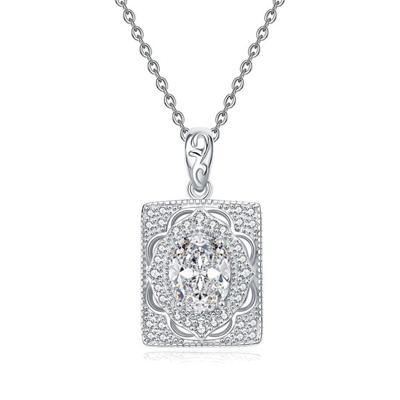 1.5CT Moissanite Necklaces Jewelry D Color VVS1 Womens Necklace 18K White Gold Plated 925 Sterling Silver Moissanite Pendant Necklace for Women 40 5CM 