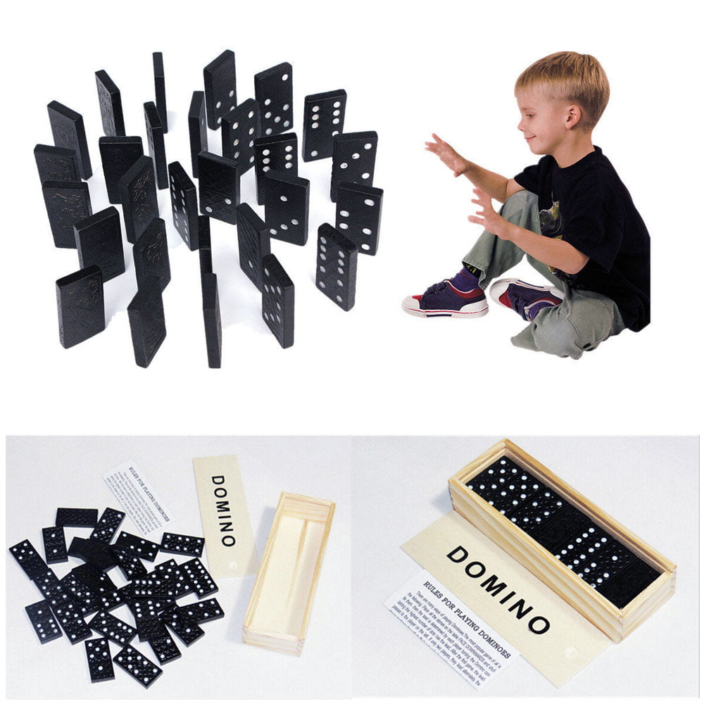 28 en bois dominos Set Domino Noir Classique Boîte traditionnelle kids toys Board Game 