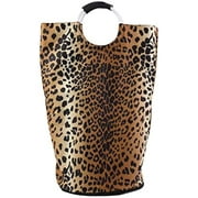 ORGANIZE MY HOME EXTRA LARGE COLLAPSEABLE LAUNDRY HAMPER DURABLE FABRIC PERFECT FOR DORM ROOMS, BEDROOMS, BATHROOMS, COLLEGE, OR KID'S ROOMS (LEOPARD PRINT)