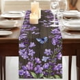 thumbnail image 3 of Table Runners 108 Inches Long Dress Scarves, Purple Flowers Farmhouse Coffee/Dining/Kitchen Table Runner for Living Room, Butterfly Spring Floral Wooden Farmhouse 13x108 Inch, 3 of 9