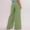 thumbnail image 7 of Women's Elastic Drawstring Waist Pants, Solid Color Casual Lounge Pants, Soft Wide Leg Loungewear for Home, Daily Wear, Relaxed Outfits and Comfort Green XL, 7 of 7
