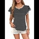 thumbnail image 4 of Blusas de Punto de Corta para Mujer, Cuello Redondo de Verano con Volantes, Color Negro, Talla S, 4 of 10