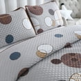 thumbnail image 3 of DBOZE Reversible Cotton Blend 3-Piece Embroidery Pattern Elegant Bedding Quilt Set with Embroidered Decorative Shams Soft Bedspread & Coverlet Set,Cal King, Brown/White, 3 of 6