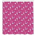 thumbnail image 3 of Geometric Shower Curtain, Vintage Memphis Style Triangles Hexagons and Squares Eighties Design, Fabric Bathroom Set with Hooks, 69W X 84L Inches Extra Long, Pink Pale Blue Black, by Ambesonne, 3 of 3
