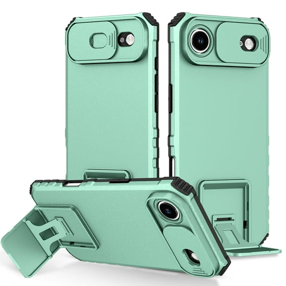 ELEHOLD Case for iPhone Air, Shockproof Phone Case with Kickstand, Hybrid Cover with Slide Camera CoverLightblue