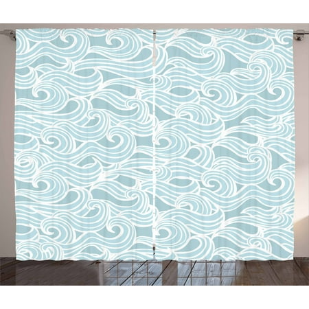 Aqua Curtains 2 Panels Set Abstract Ikat Frame Antique Victorian Style Floral Leaves Details Art Print Window Drapes For Living Room Bedroom 108w X