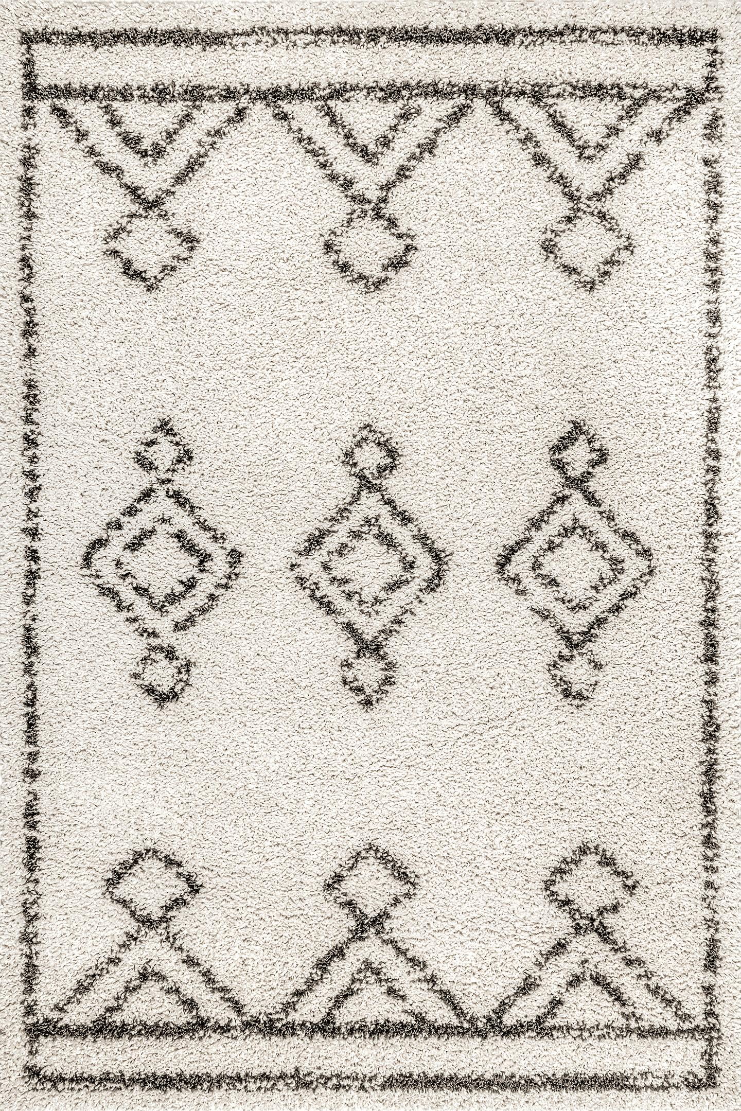 nuLOOM Mira Moroccan Diamond Shag Area Rug, 5' 3" x 7' 7", Off White