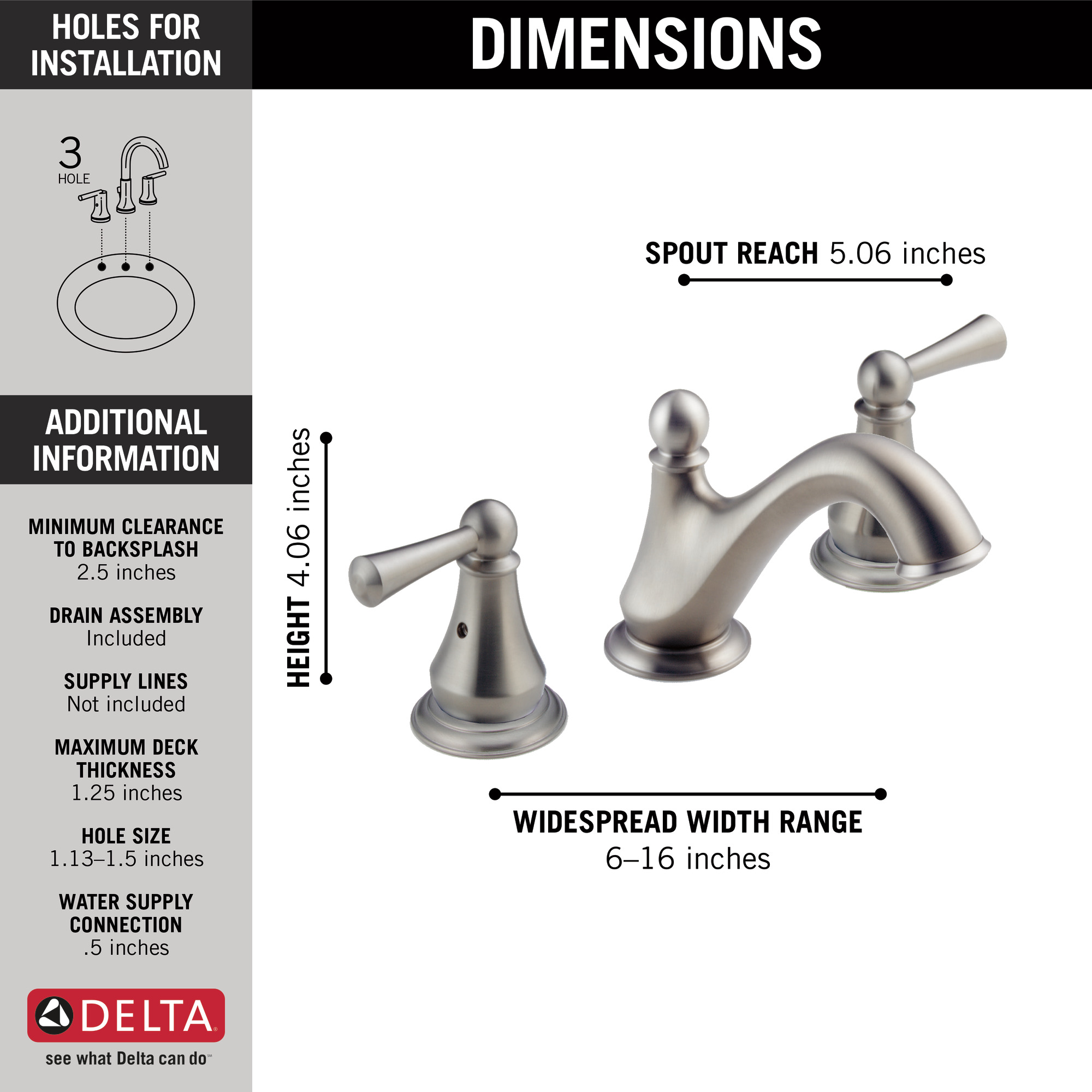 Delta Haywood Two Handle Widespread Bathroom Faucet in Stainless 35999LF-SS 