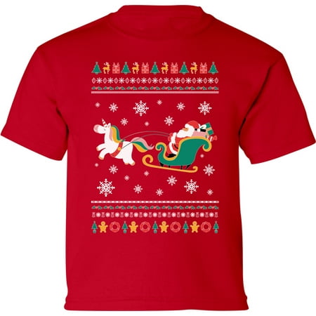

Santa with Unicorn Christmas Graphic Shirt - Merry Christmas Toddler Tees for Kids - Funny Xmas Outfit Toddler Boys Girls T-Shirt Xmas Gifts