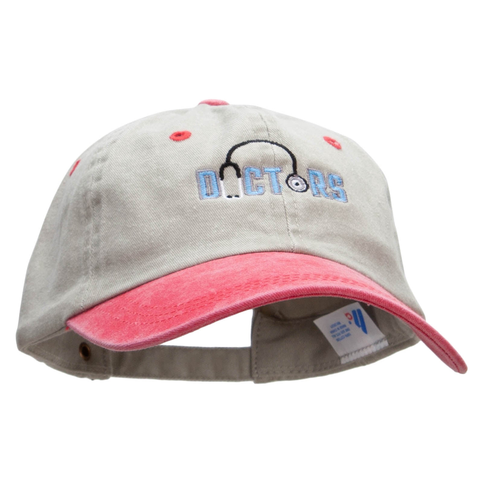 Doctor Stethoscope Embroidered Pigment Dyed Wash Cap - Beige Red OSFM