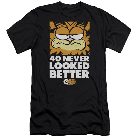Garfield 40 Looks S/S Adult 30/1 T-Shirt Black