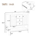 thumbnail image 6 of 36" Bathroom Vanity Cabinet Base Only, Sinkless with 2 Cabinets & Drawers, Open Shelf, Solid Wood Frame, White, 6 of 9