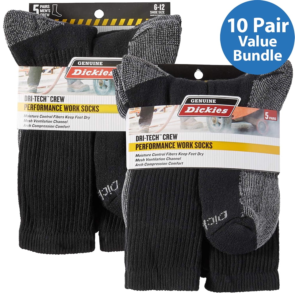 Dickies Genuine Dickies Men's DriTech Comfort Crew Work Socks, 10