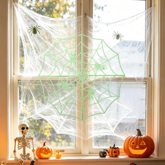 ShengapQ Halloween Plastic Web Ornament, 12in Black Spider Web Decoration, Indoor Outdoor Party Decor, Spooky Wall Window Door Decor, Halloween Theme Accessory