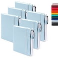 thumbnail image 1 of Paquete 6 mini cuadernos Feela memo bloc duro A6 3.5'x5.5' Azul claro con 6 bolígrafos negros, 1 of 3