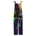 thumbnail image 4 of QATAINLAV Birthday Gifts Womens Cotton Linen Wide Leg Jumpsuits Mardi Gras Loose Fit Adjustable Straps Romper Trendy Carnival Print Sleeveless Overalls Multicolor XXXXL, 4 of 6