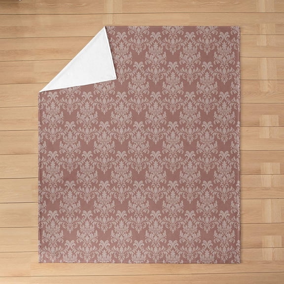 Pink Damask Throw Blanket for Couch and Bed Soft Flannel Fleece Blanket