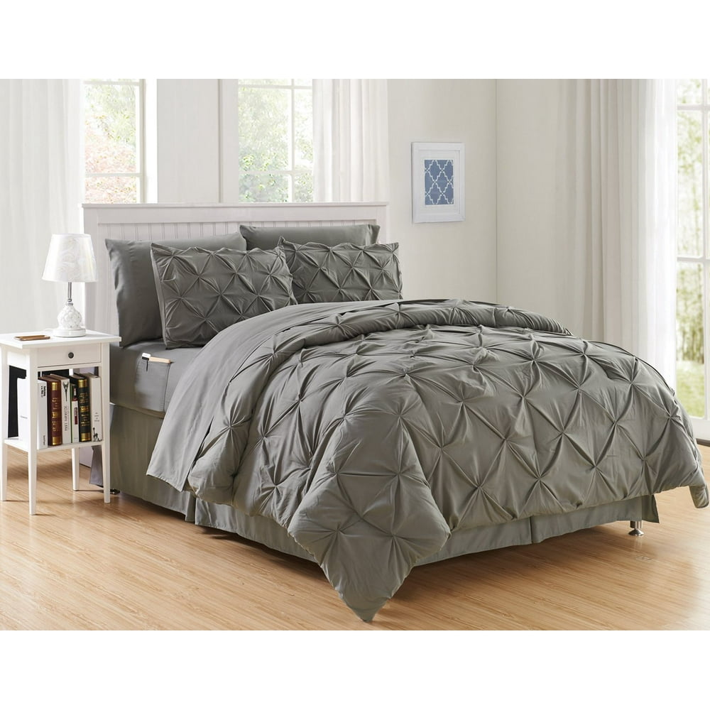 6 Pieces Complete Bed in a Bag Comforter Set, Twin/Twin XL, Gray