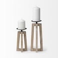 thumbnail image 2 of Mercana Astra Large Light Brown Wood Pedestal Base Table Candle Holder, 2 of 5