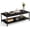 Black, variant on Industrial Coffee Table with Storage Shelf for Living Room, Wood Look Accent Furniture with Vintage Wooden Board Stable Metal Frame Cocktail Table 2-Tier Tea Table (Natural, 39.4in)