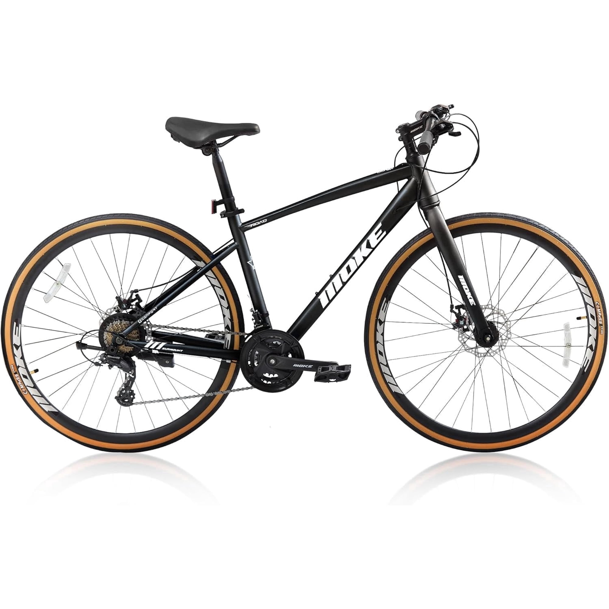 Mens Road Bike, NEORIVER 700C 24-Speed Hybrid Bike for Adults, Features Dual Disc Brakes, Trigger Shifting, Internal Wiring & Lightweight Frame for City Commuting