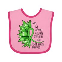 Inktastic Mental Health Awareness Green Sunflower Ribbon Boys or Girls Baby Bib
