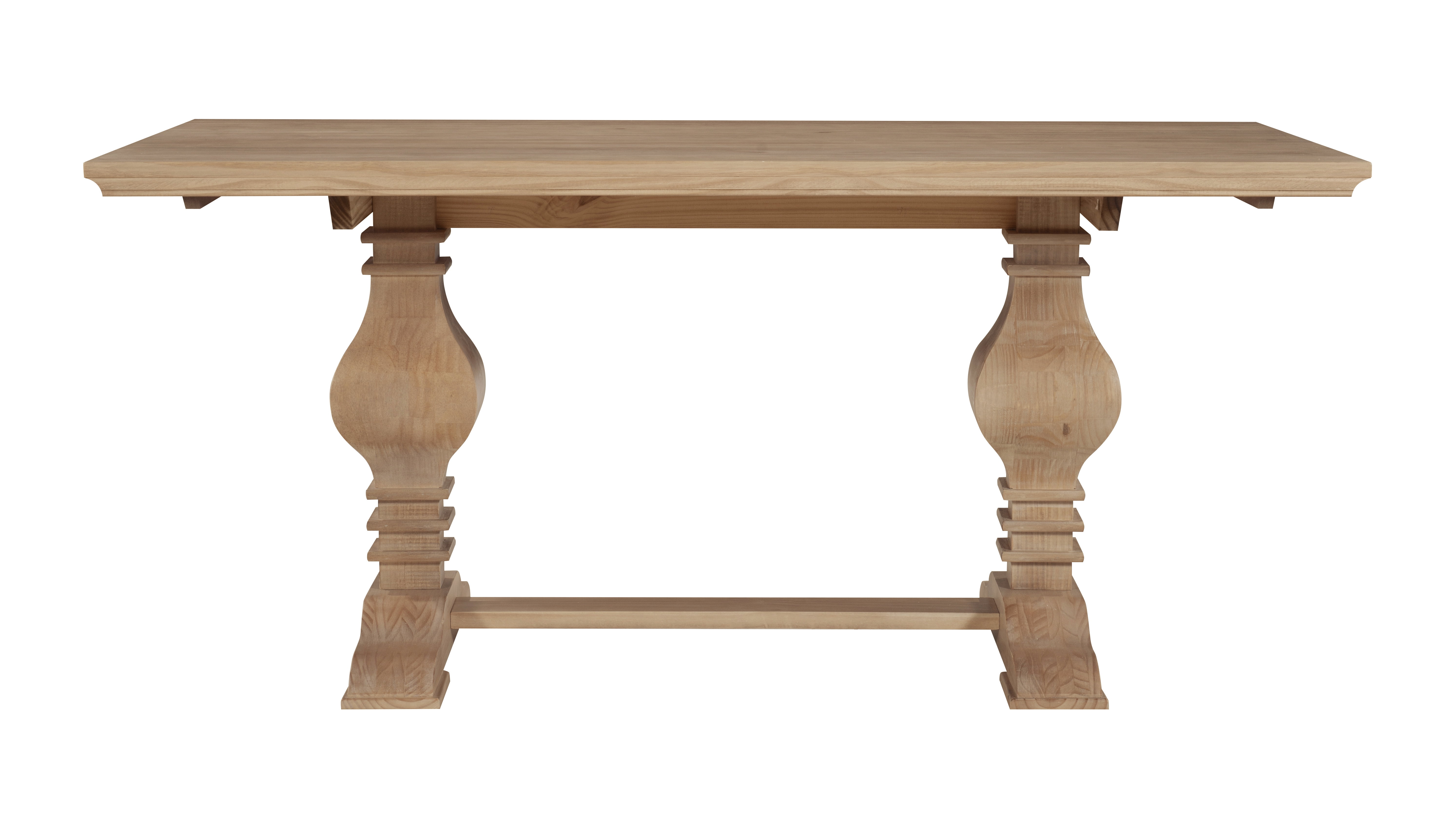 Powell Balasco Farmhouse Indoor Solid Wood Double Pedestal Dining Table, Rustic Honey