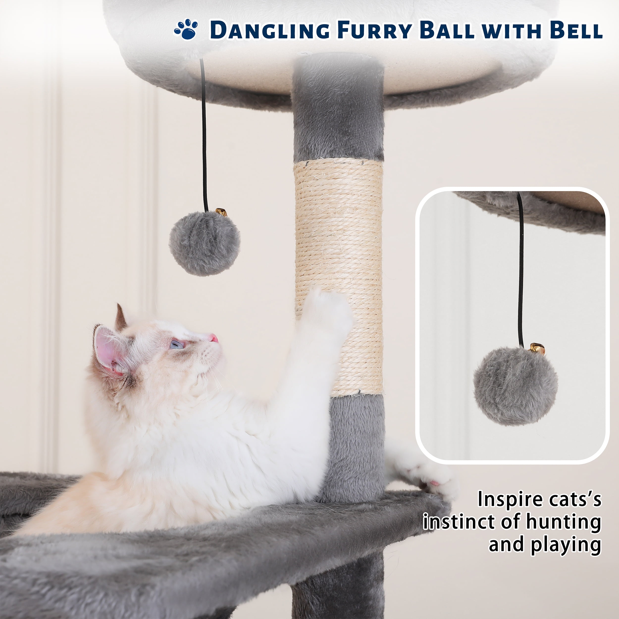 Vibrant Life 70” Cat Tree for Indoor Cat,Multi-Level Cat Tower with Scratching Posts, Gray