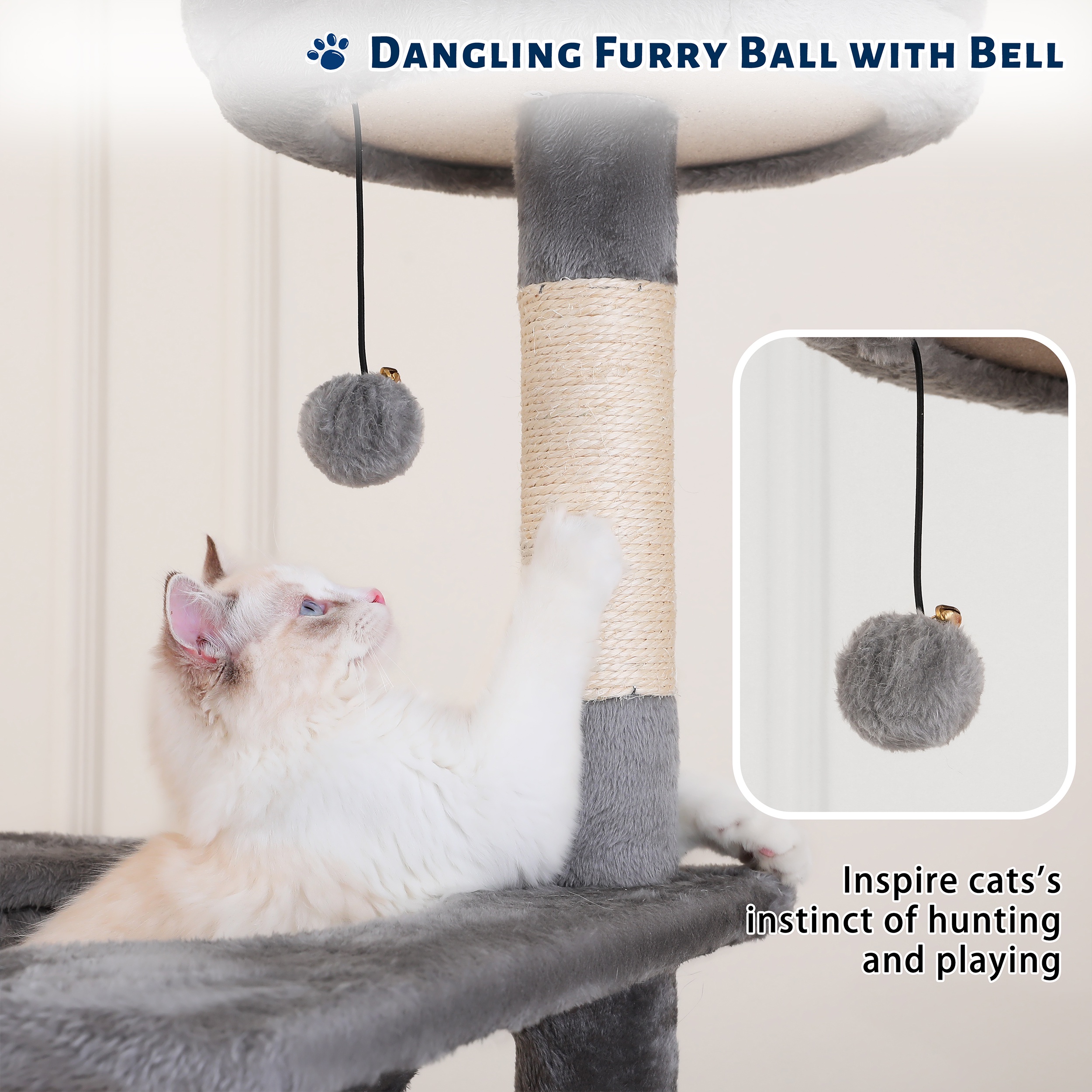 Vibrant Life 70-Inch Multi-Level Cat Tree Gray photo 8